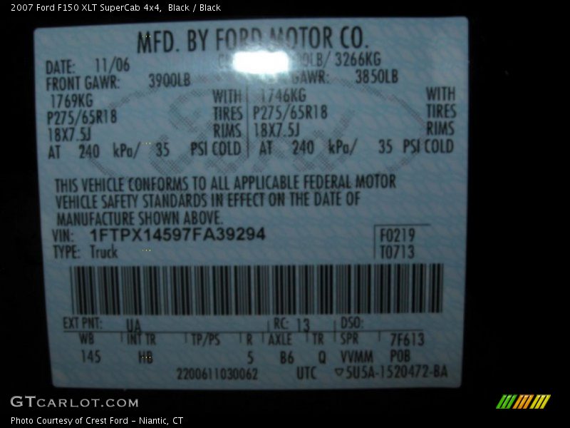 Black / Black 2007 Ford F150 XLT SuperCab 4x4