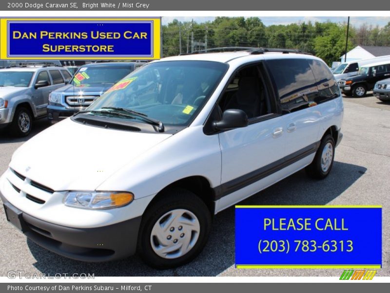 Bright White / Mist Grey 2000 Dodge Caravan SE