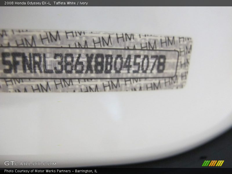 Taffeta White / Ivory 2008 Honda Odyssey EX-L