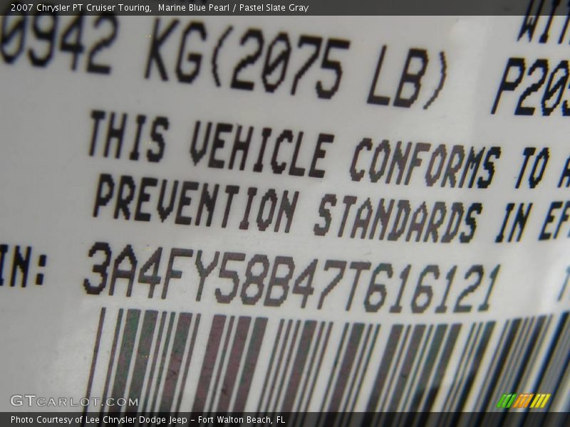 Marine Blue Pearl / Pastel Slate Gray 2007 Chrysler PT Cruiser Touring