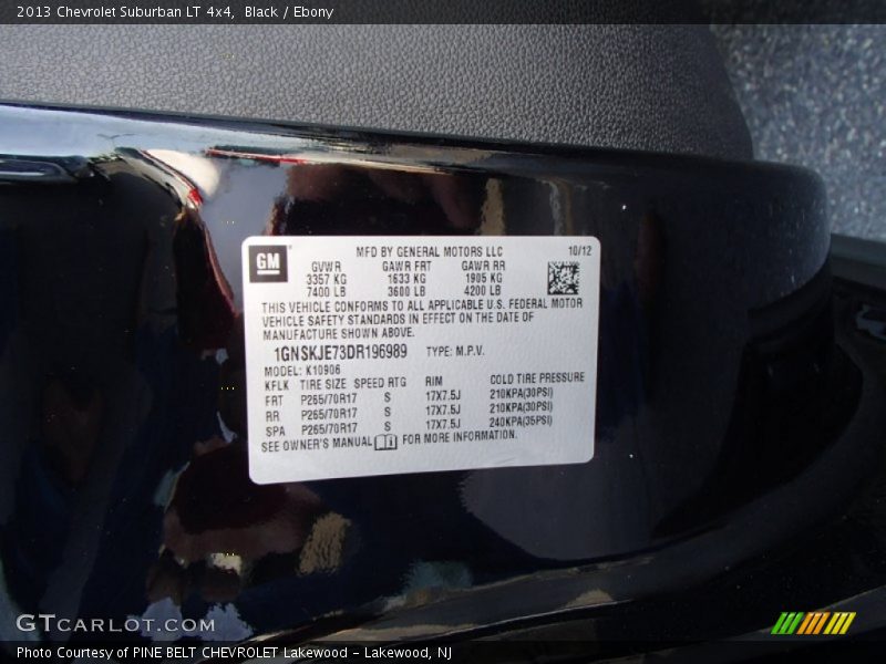 Black / Ebony 2013 Chevrolet Suburban LT 4x4