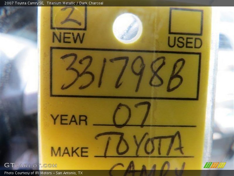 Titanium Metallic / Dark Charcoal 2007 Toyota Camry SE