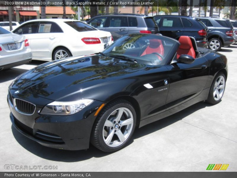 Black Sapphire Metallic / Coral Red Kansas Leather 2009 BMW Z4 sDrive30i Roadster