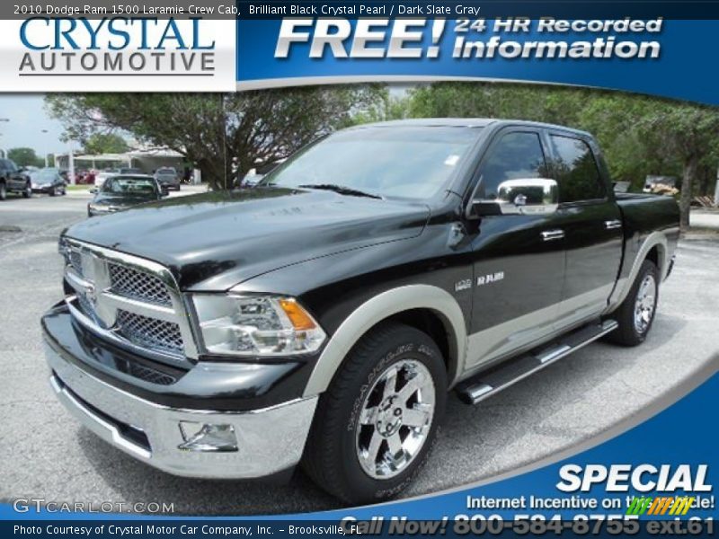 Brilliant Black Crystal Pearl / Dark Slate Gray 2010 Dodge Ram 1500 Laramie Crew Cab