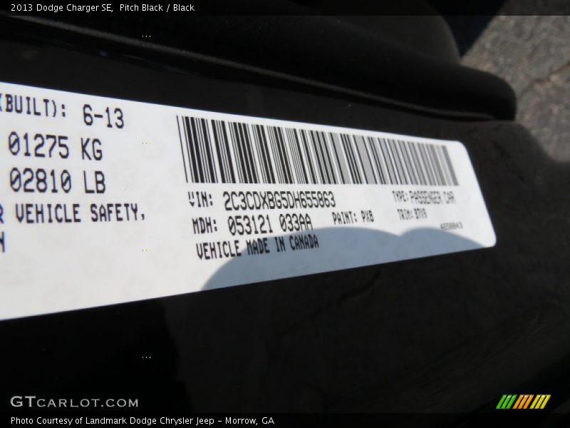 Pitch Black / Black 2013 Dodge Charger SE