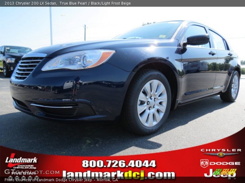 True Blue Pearl / Black/Light Frost Beige 2013 Chrysler 200 LX Sedan