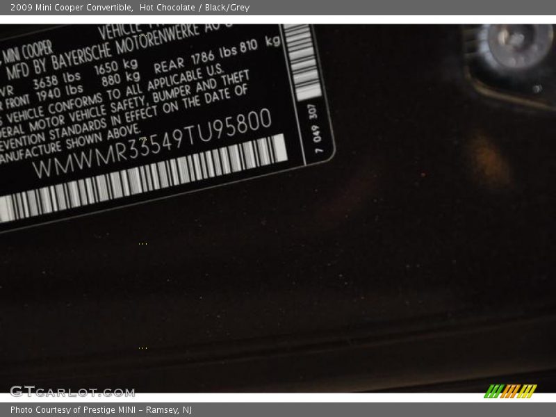 Hot Chocolate / Black/Grey 2009 Mini Cooper Convertible