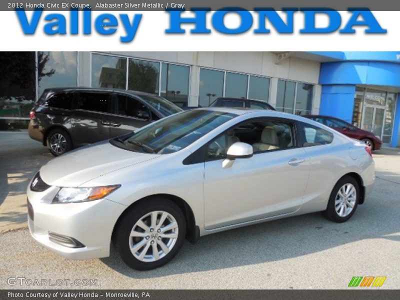 Alabaster Silver Metallic / Gray 2012 Honda Civic EX Coupe