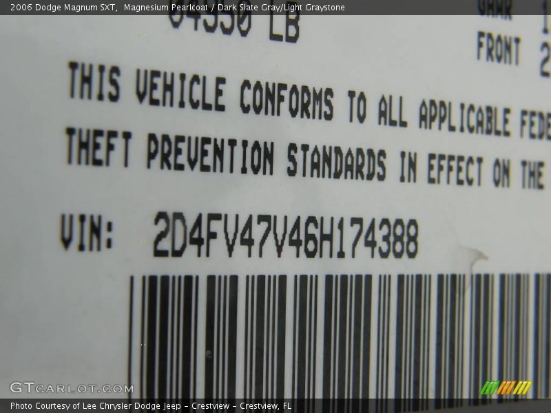Magnesium Pearlcoat / Dark Slate Gray/Light Graystone 2006 Dodge Magnum SXT