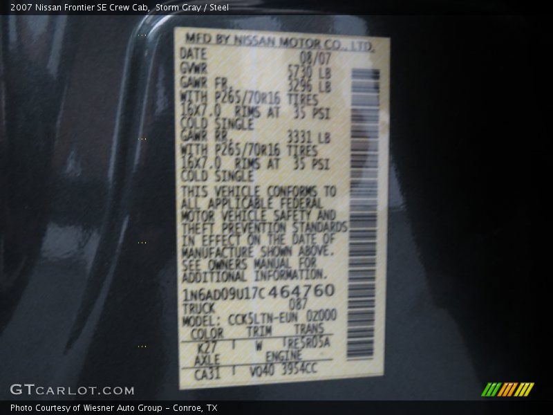 Storm Gray / Steel 2007 Nissan Frontier SE Crew Cab