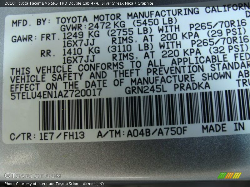 Silver Streak Mica / Graphite 2010 Toyota Tacoma V6 SR5 TRD Double Cab 4x4