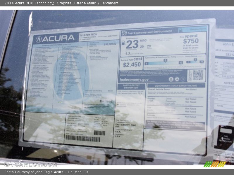 Graphite Luster Metallic / Parchment 2014 Acura RDX Technology