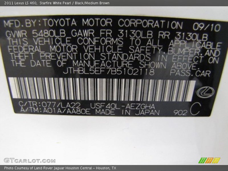 Starfire White Pearl / Black/Medium Brown 2011 Lexus LS 460