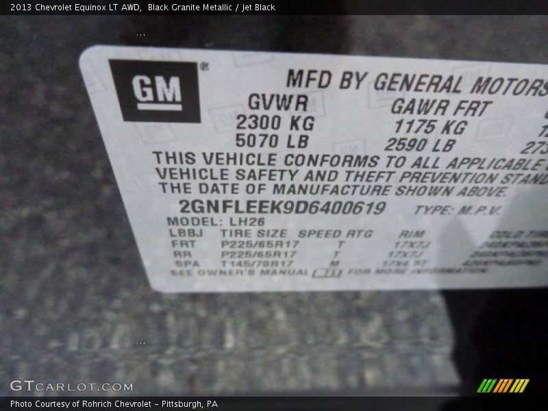 Black Granite Metallic / Jet Black 2013 Chevrolet Equinox LT AWD