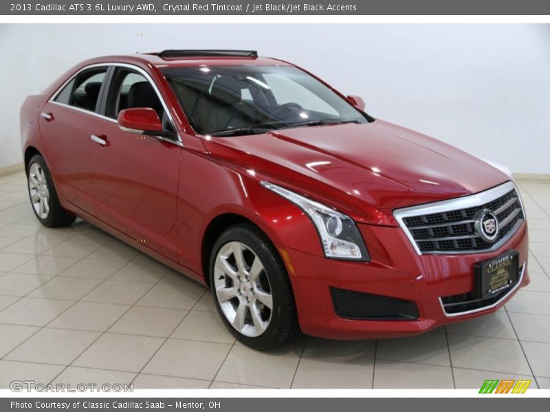 Crystal Red Tintcoat / Jet Black/Jet Black Accents 2013 Cadillac ATS 3.6L Luxury AWD