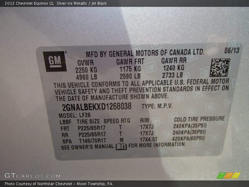 Silver Ice Metallic / Jet Black 2013 Chevrolet Equinox LS