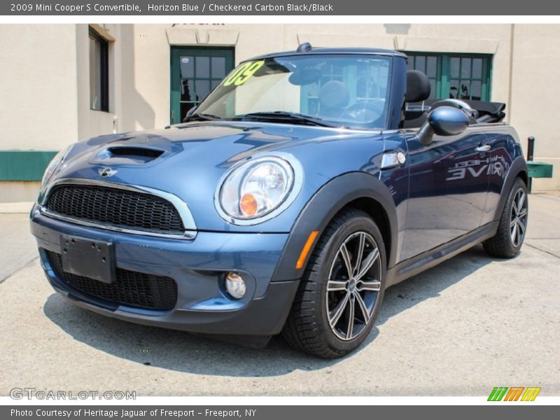 Horizon Blue / Checkered Carbon Black/Black 2009 Mini Cooper S Convertible
