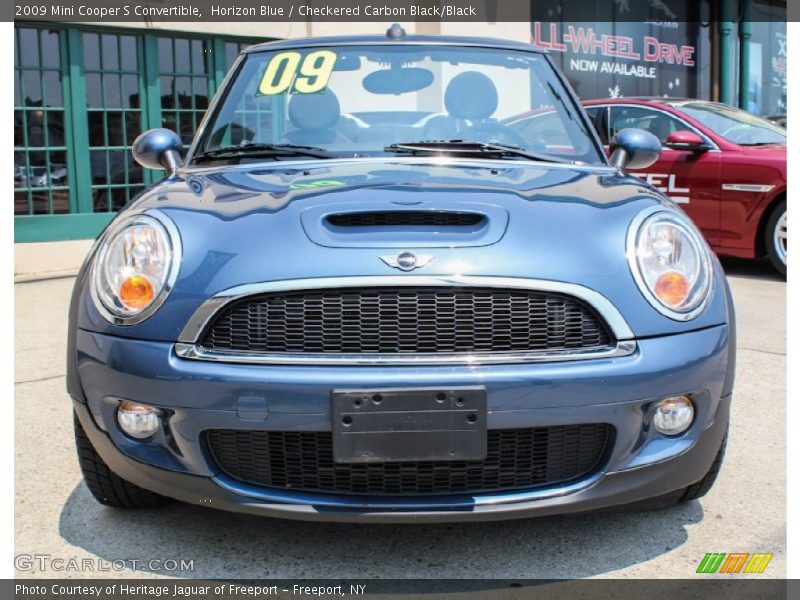 Horizon Blue / Checkered Carbon Black/Black 2009 Mini Cooper S Convertible