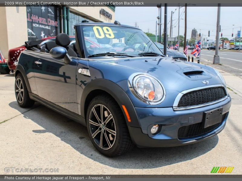 Horizon Blue / Checkered Carbon Black/Black 2009 Mini Cooper S Convertible