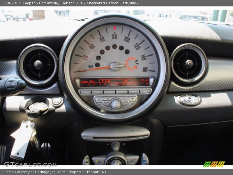 Horizon Blue / Checkered Carbon Black/Black 2009 Mini Cooper S Convertible