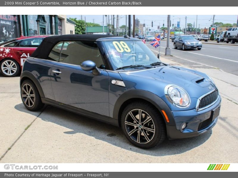 Horizon Blue / Checkered Carbon Black/Black 2009 Mini Cooper S Convertible