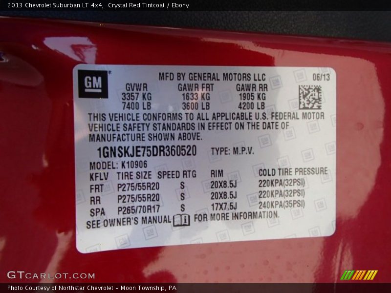 Crystal Red Tintcoat / Ebony 2013 Chevrolet Suburban LT 4x4