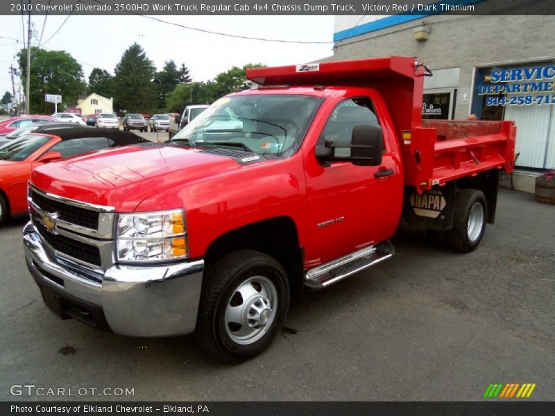 Victory Red / Dark Titanium 2010 Chevrolet Silverado 3500HD Work Truck Regular Cab 4x4 Chassis Dump Truck