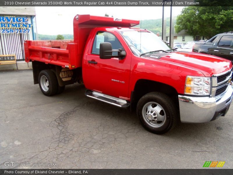 Victory Red / Dark Titanium 2010 Chevrolet Silverado 3500HD Work Truck Regular Cab 4x4 Chassis Dump Truck