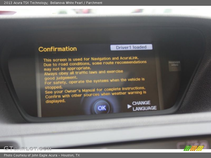 Bellanova White Pearl / Parchment 2013 Acura TSX Technology