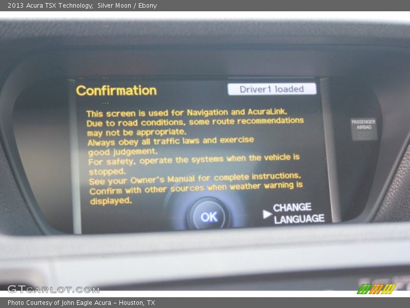 Silver Moon / Ebony 2013 Acura TSX Technology