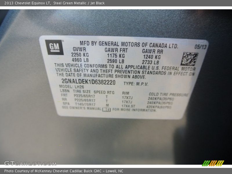 Steel Green Metallic / Jet Black 2013 Chevrolet Equinox LT