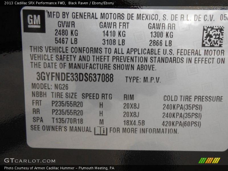 Black Raven / Ebony/Ebony 2013 Cadillac SRX Performance FWD