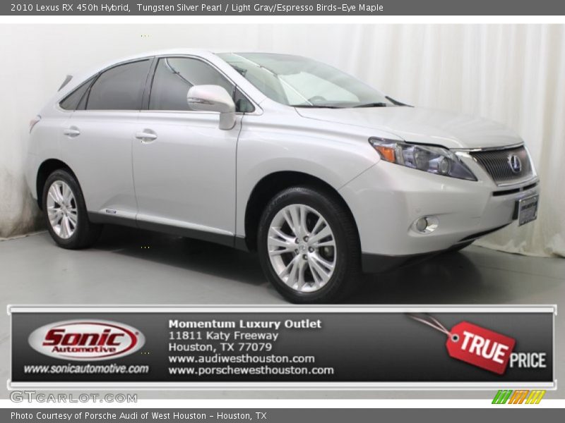 Tungsten Silver Pearl / Light Gray/Espresso Birds-Eye Maple 2010 Lexus RX 450h Hybrid