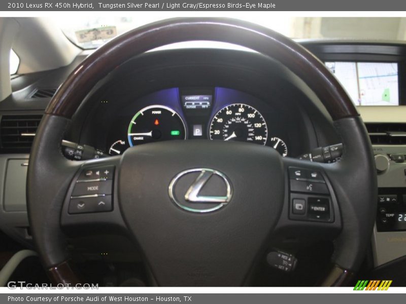 Tungsten Silver Pearl / Light Gray/Espresso Birds-Eye Maple 2010 Lexus RX 450h Hybrid