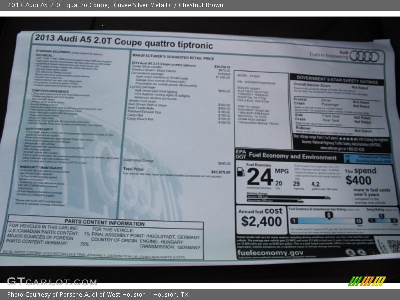 Cuvee Silver Metallic / Chestnut Brown 2013 Audi A5 2.0T quattro Coupe