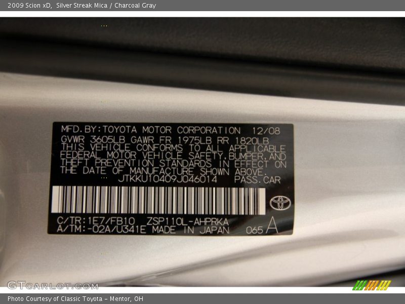 Silver Streak Mica / Charcoal Gray 2009 Scion xD