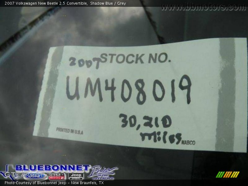 Shadow Blue / Grey 2007 Volkswagen New Beetle 2.5 Convertible