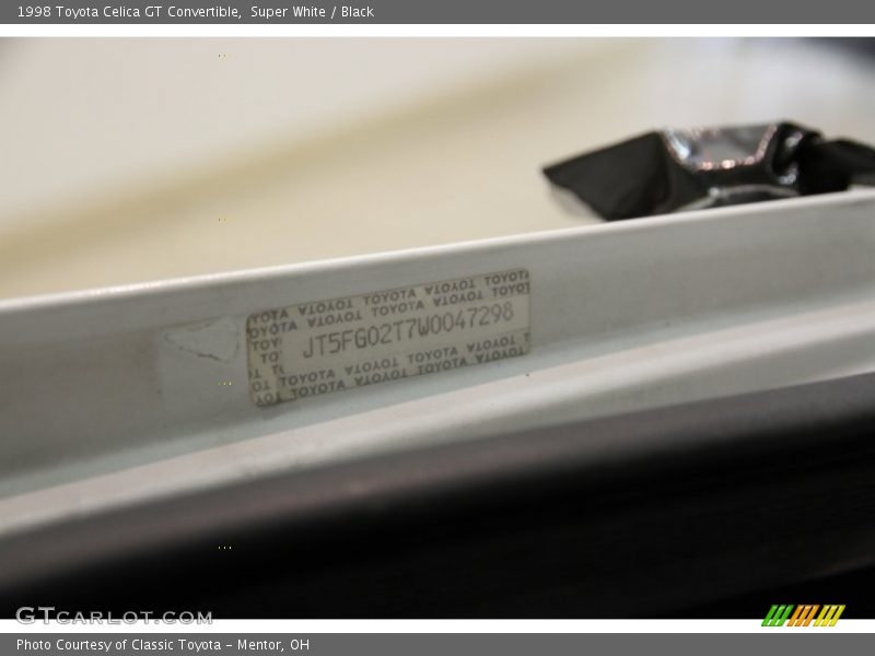 Super White / Black 1998 Toyota Celica GT Convertible