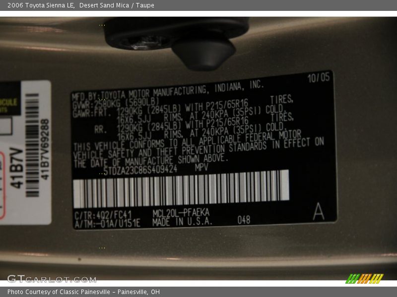 Desert Sand Mica / Taupe 2006 Toyota Sienna LE