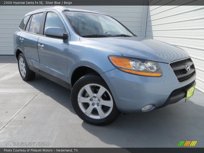 Silver Blue / Beige 2009 Hyundai Santa Fe SE