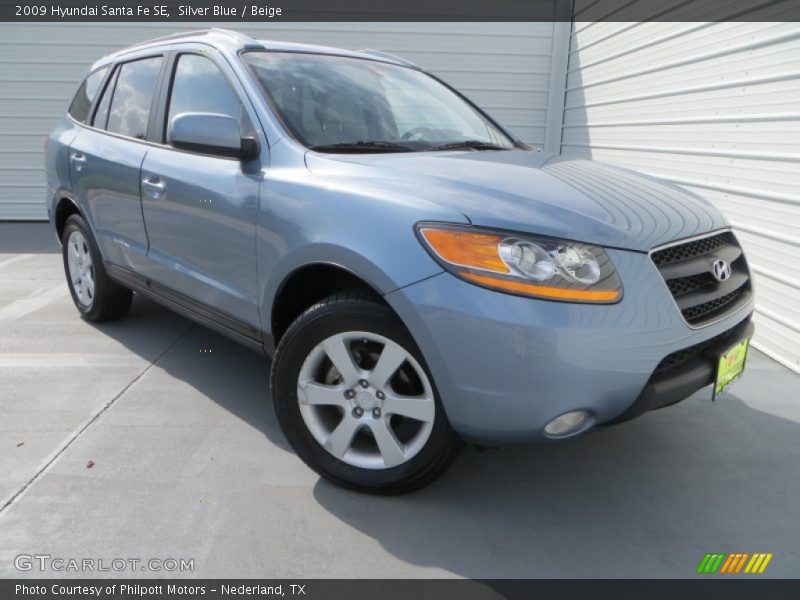 Silver Blue / Beige 2009 Hyundai Santa Fe SE