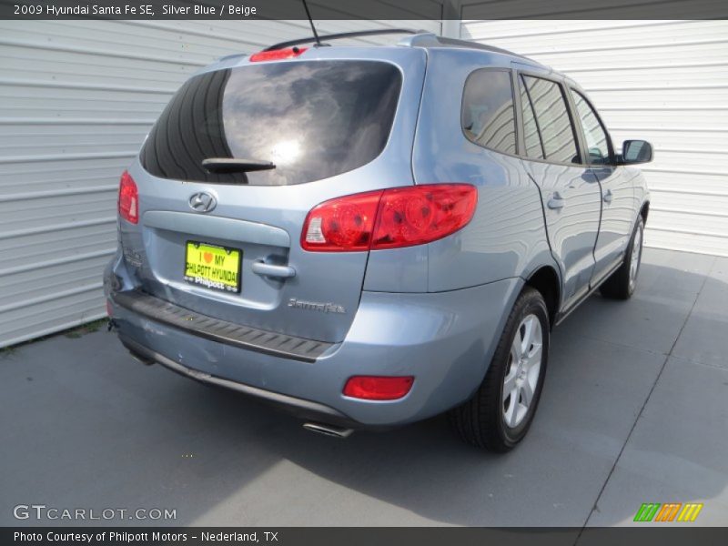 Silver Blue / Beige 2009 Hyundai Santa Fe SE