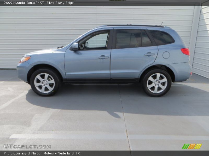 Silver Blue / Beige 2009 Hyundai Santa Fe SE