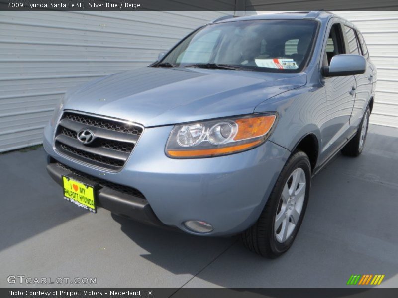 Silver Blue / Beige 2009 Hyundai Santa Fe SE