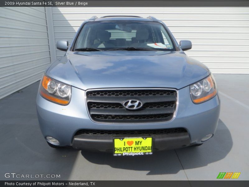 Silver Blue / Beige 2009 Hyundai Santa Fe SE