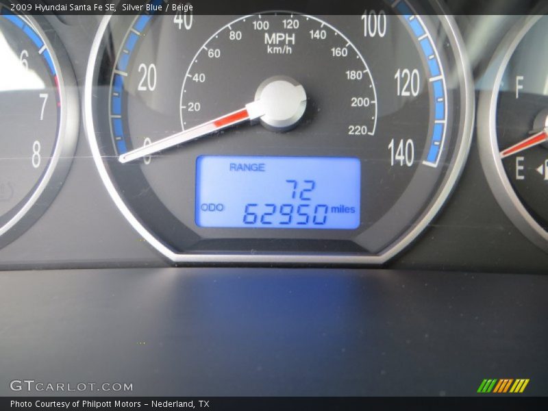 Silver Blue / Beige 2009 Hyundai Santa Fe SE