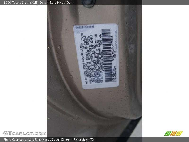 Desert Sand Mica / Oak 2000 Toyota Sienna XLE