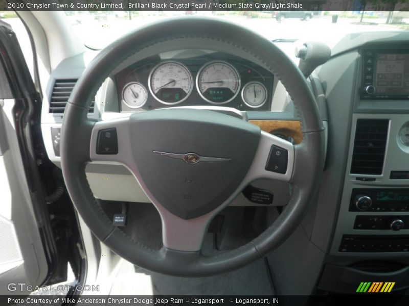 Brilliant Black Crystal Pearl / Medium Slate Gray/Light Shale 2010 Chrysler Town & Country Limited