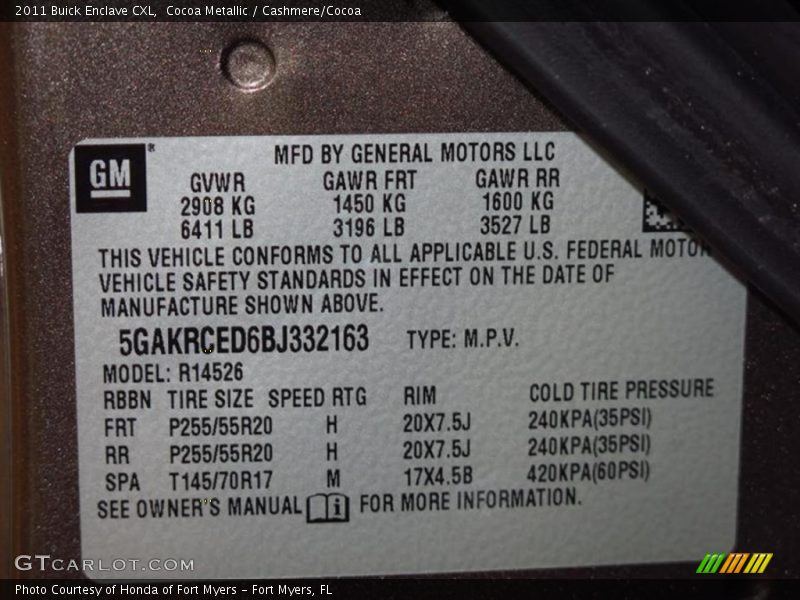 Cocoa Metallic / Cashmere/Cocoa 2011 Buick Enclave CXL