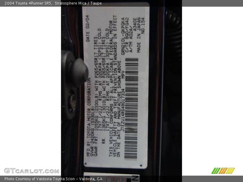 Stratosphere Mica / Taupe 2004 Toyota 4Runner SR5